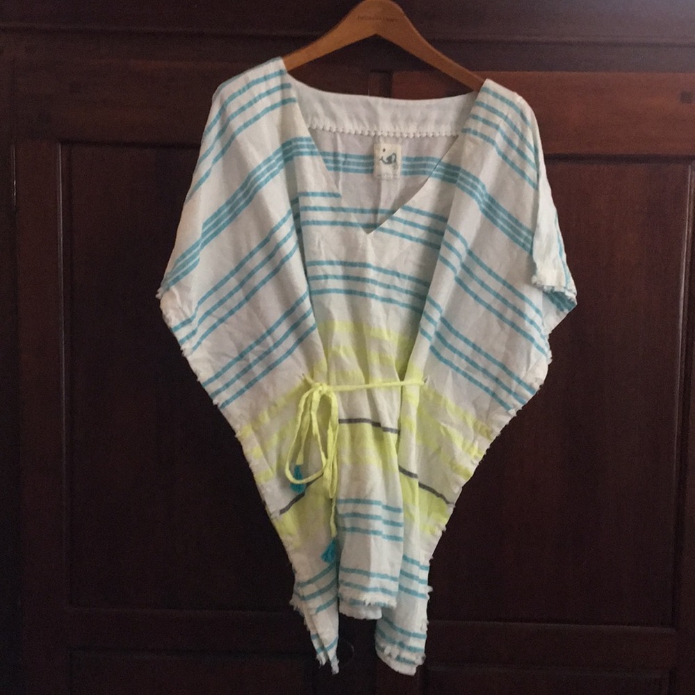 Anthropologie Seafolly Striped Caftan w/Tassels